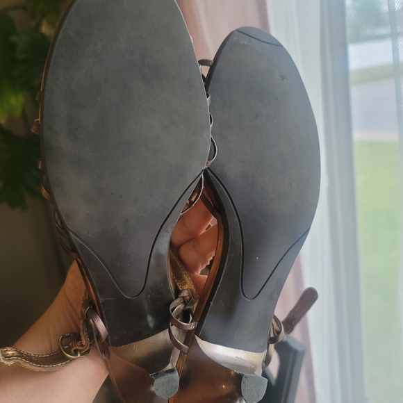 TALBOTS Open Toe Slingback Kitten Heel Sandals Size 9 in Brown - Picture 10 of 16